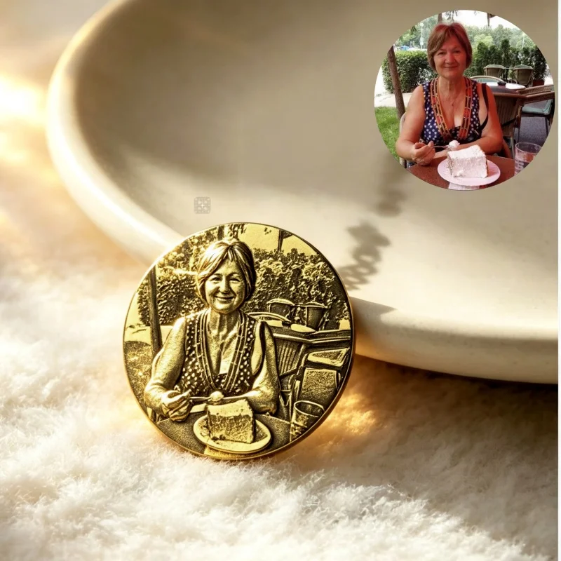 Broche Redondo Personalizado con Foto Grabada en 2D, Medalla Conmemorativa de Acero Inoxidable con Retrato Personalizado, Recuerdo, Regalo Conmemorativo