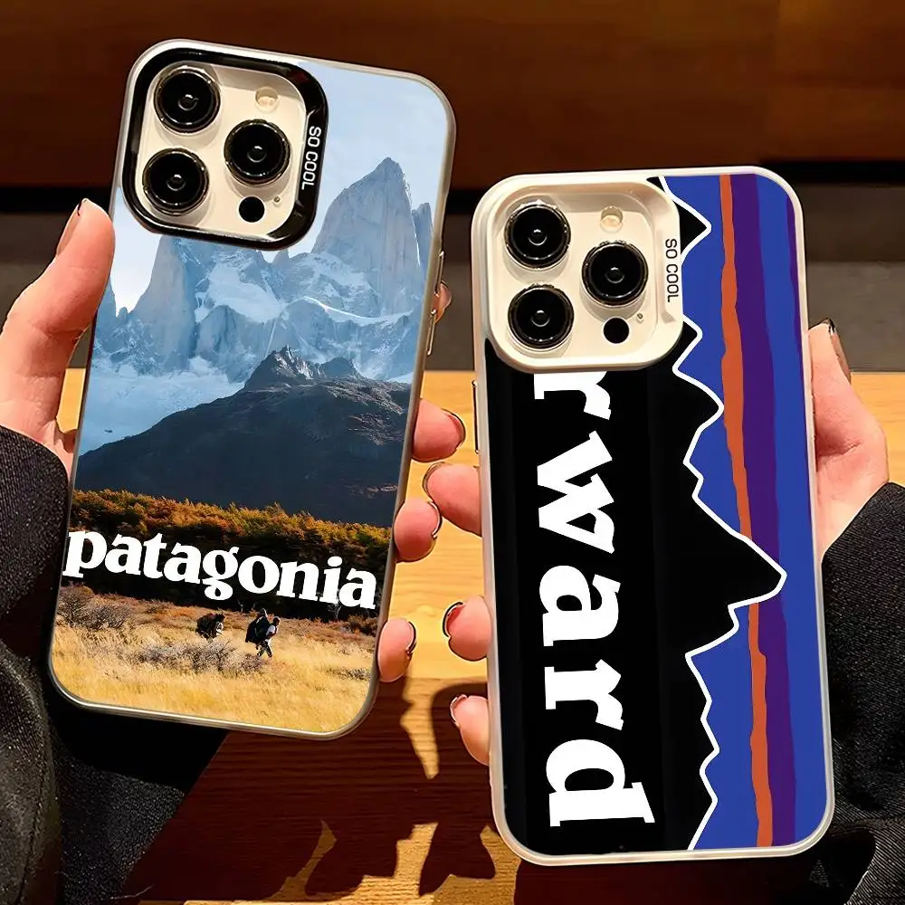 Funda de teléfono P-PatagoniaS de moda negra para Apple 11 12 13 14 15 16Pro Max Plus, funda de teléfono avanzada con revestimiento protector