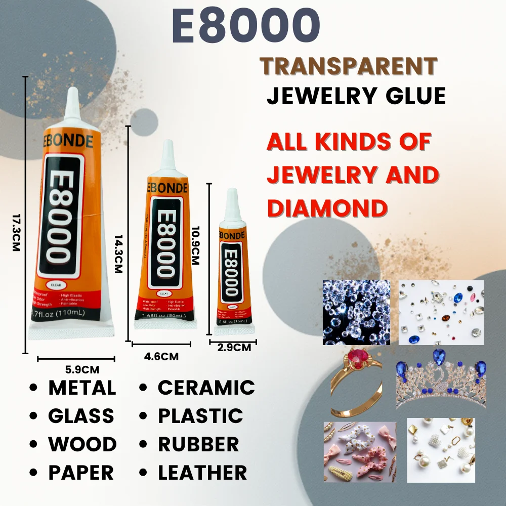 

15 мл, 25 мл, 50 мл, 110 мл E8000, прозрачный контактный клей для ремонта телефона, волокнистая ткань, сделай сам, клей для металла, дерева с прецизионным аппликатором