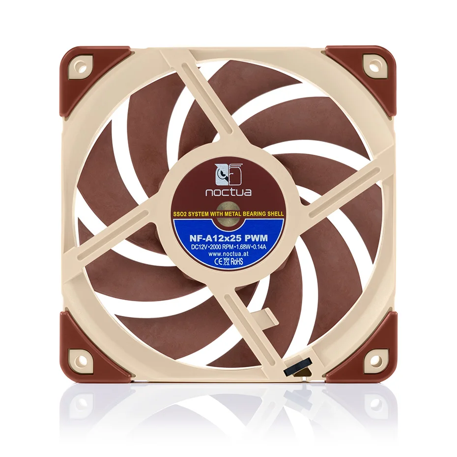 Noctua NF-A12x25 컴퓨터 케이스 냉각 CPU 쿨러 팬 교체용 저소음 라디에이터, 120mm, 12v, 5v, 3 핀, 4 핀 PWM