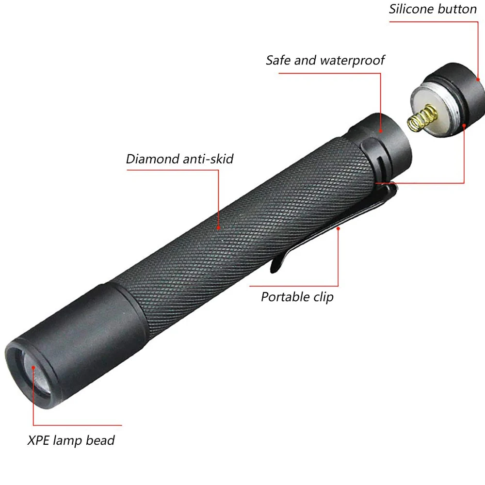 LED Flashlight Portable Pen Light 3 Lighting Modes Mini Pen Flashlight Pocket Emergency Flashlight Small Torch with Clip