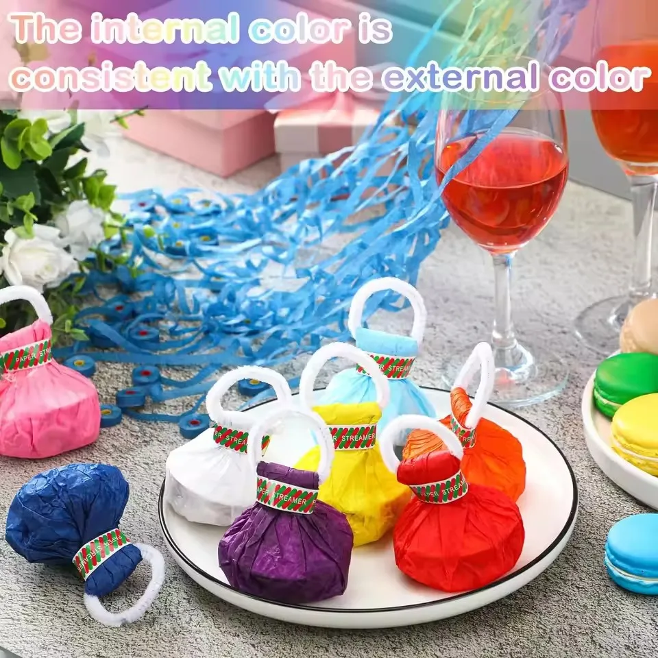 10/20Pack White Streamers Poppers Wedding Decorations Paper Crackers Hand Throw Confetti Streamer for Engagement Party Supplies