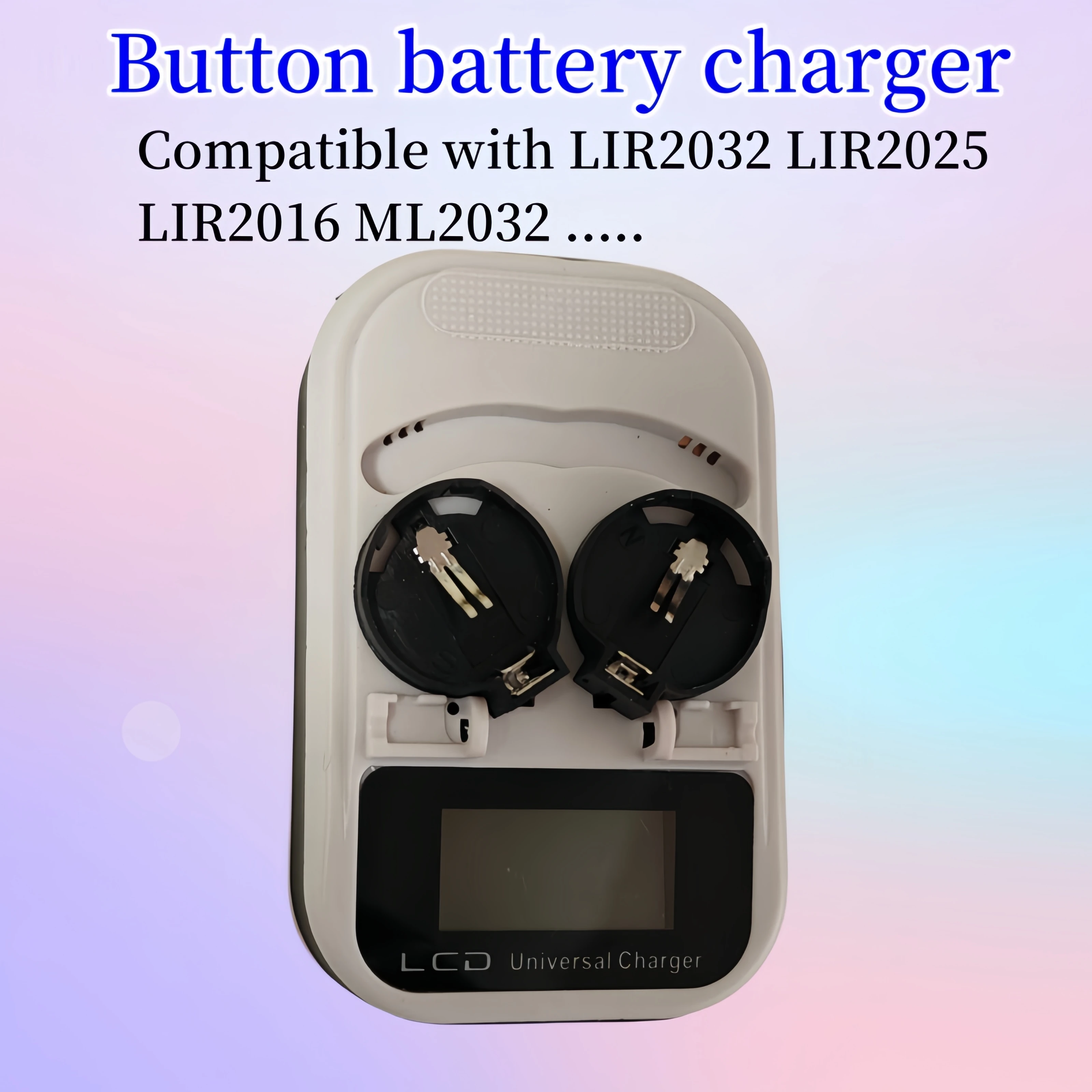 New button battery charger, Rechargeable LIR2032 LIR2025 LIR2016, Replace CR2032 CR2025 CR2016 disposable battery