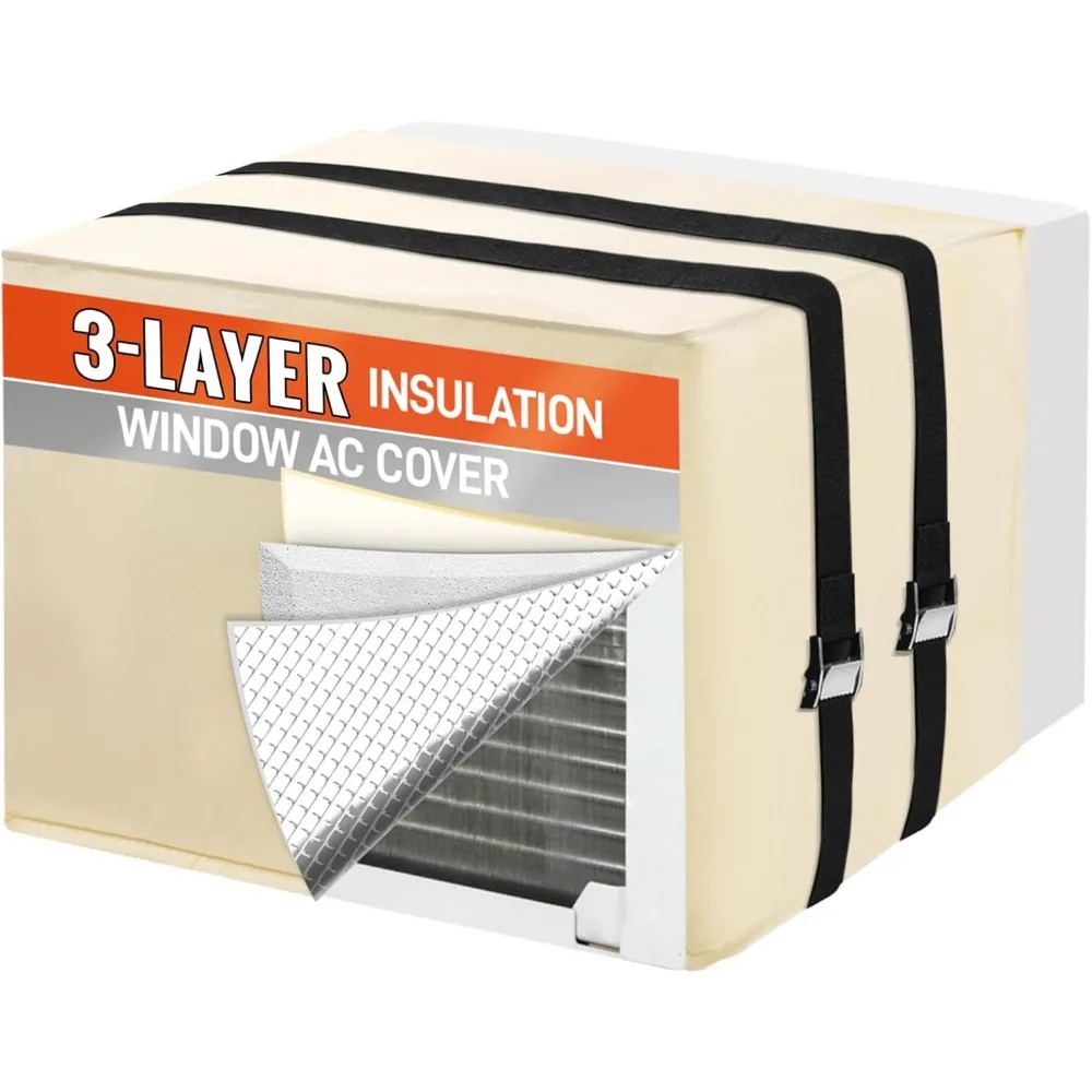 

Waterproof & Snowproof AC Cover with 3-Layer Insulation, Fits Standard Units Up to 27.5"W x 18.5"H x 22.5"D in Beige