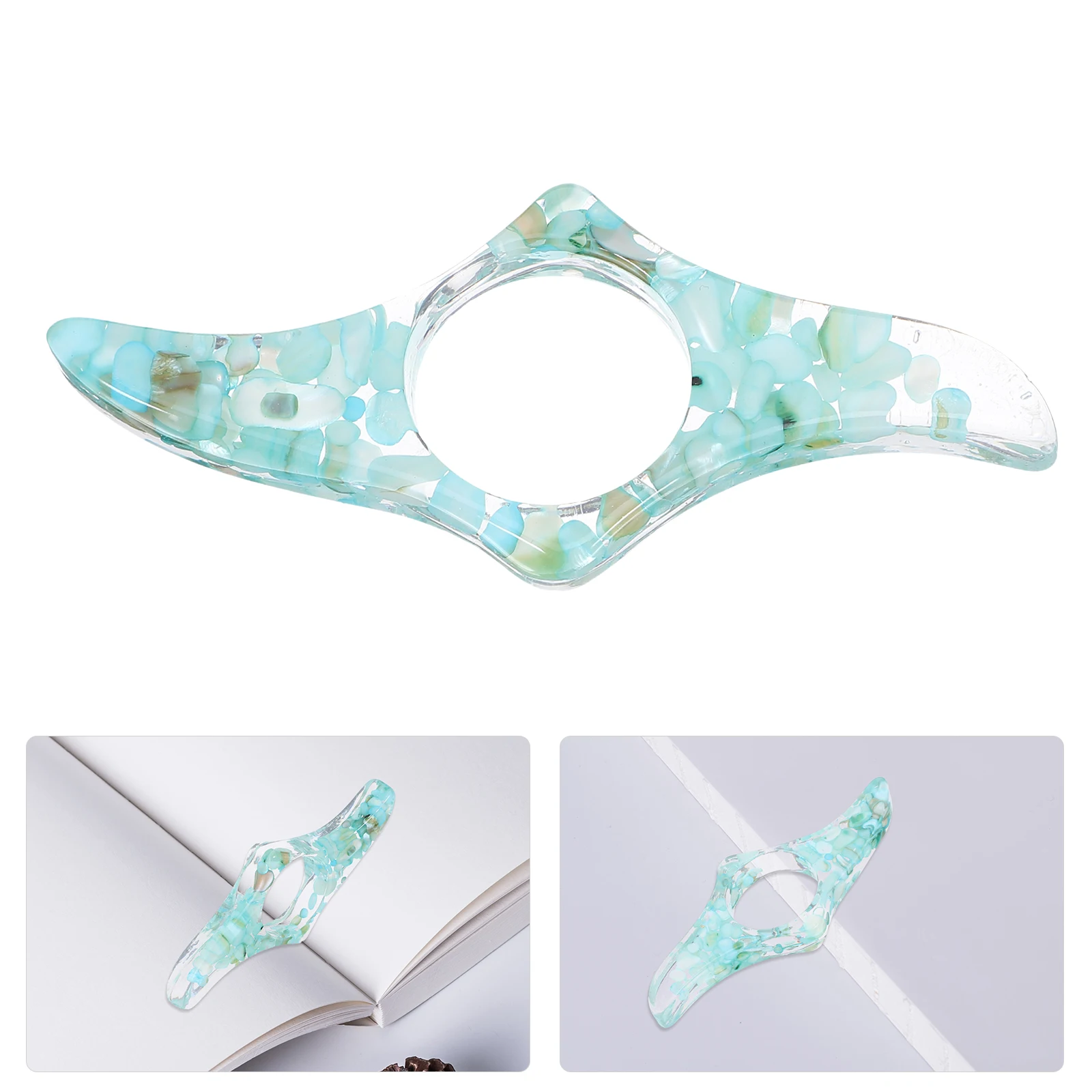 

Stone Thumb Ring Bookmark Book Page Holder Clip Reader Finger Green Plastic Keeps Books Open Portable Convenient Student