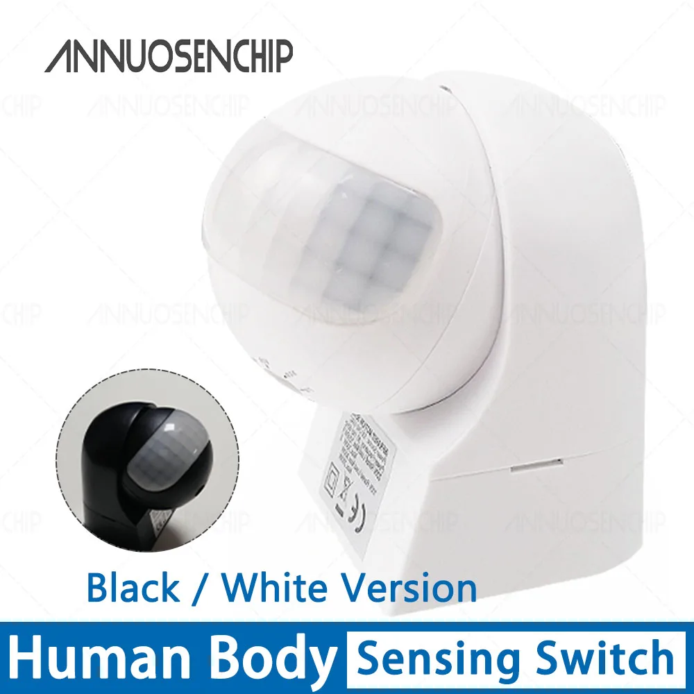 220V Outdoor Waterproof Wall-mounted Infrared PIR Motion Sensor Switch, Adjustable Surface-mounted Wide-angle Smart Light Sensor