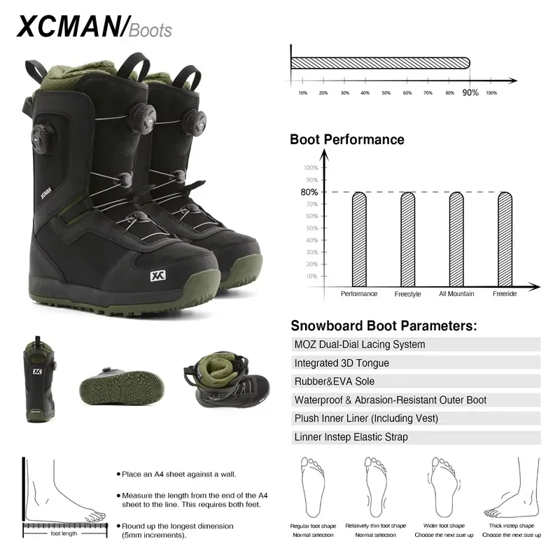 Men Winter Snowboard Boots Outdoor Skiing Shoes Quick Lace Up Warm Adult Snow Boots Size 39-45 Comfortable Waterproof Gear
