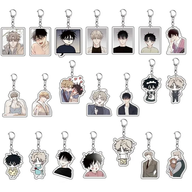 Cute Hot Manga Waterside Night Yaoi Couple Figures Acrylic Key Chain Cartoon Backpack Pendant Toys Keying Gifts Jewelry for Fans