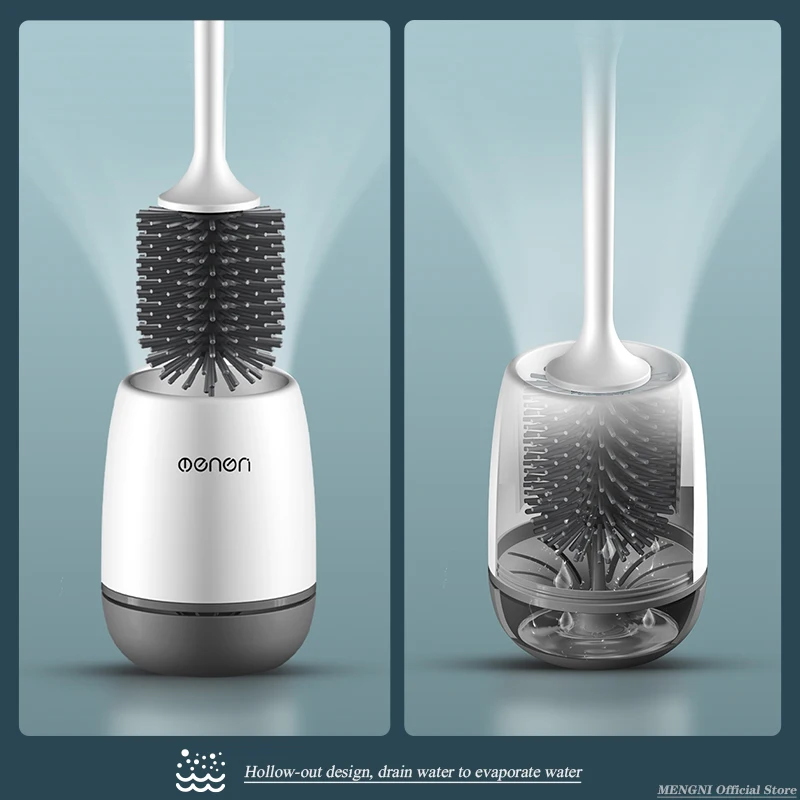 MENGNI Silicone Toilet Brush with Holder 3