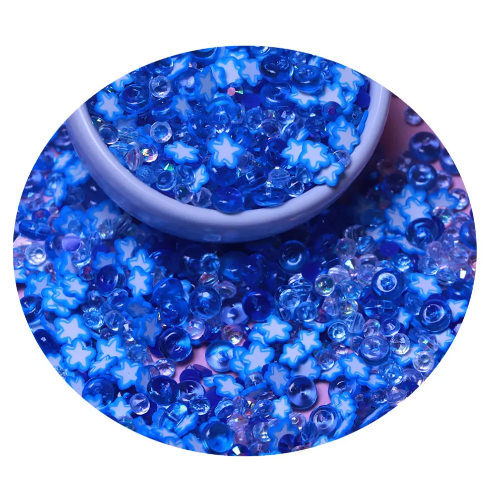 Hot Selling Blues Star Polymer Clay Fishbowl Beads Sprinkles Slices for Crafts Making Phone Decor DIY Scrapbooking