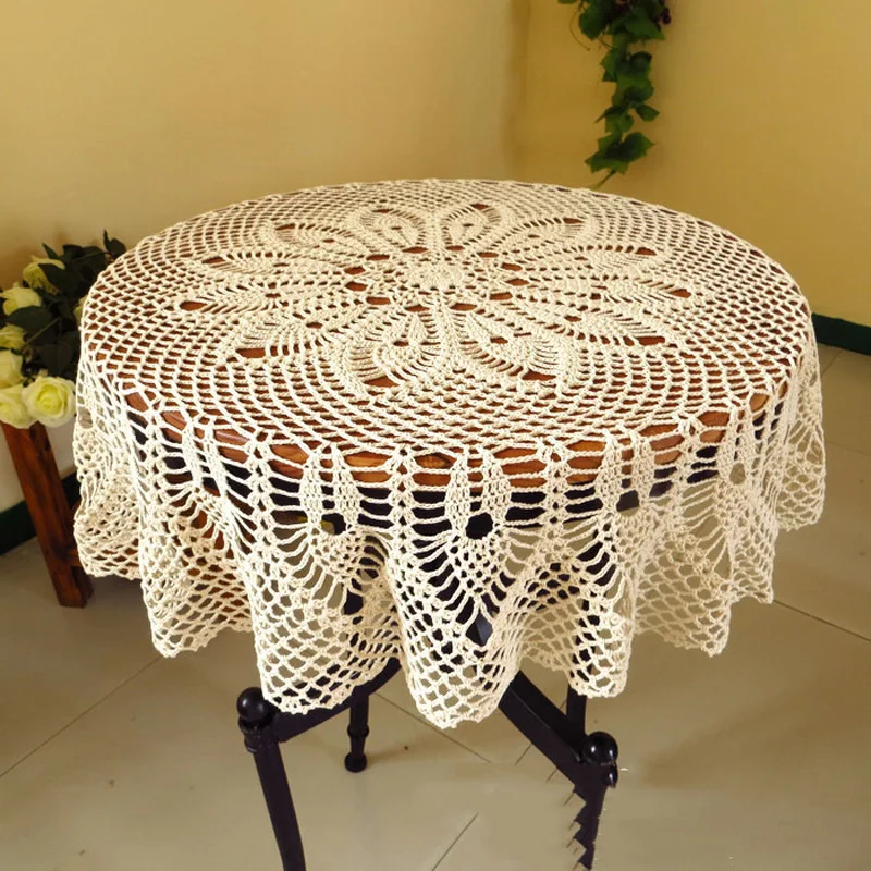 

Round Cotton Christmas flower Crochet handmade tablecloth Table cloth cover kitchen wedding Table decoration and accessories