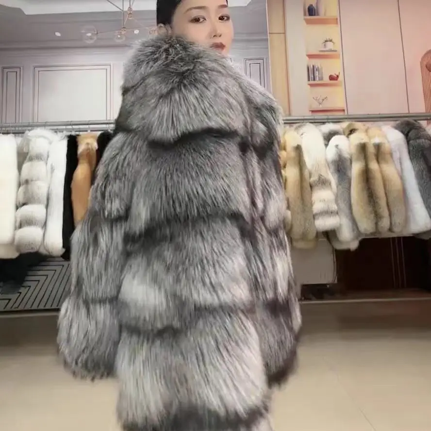 Fox King Coat Silver Fox Coat White Fox Coat Real Fox Women\'s Fur Women\'s Clothing Whole Fox Skin Production Women\'s Fur Coat Fu