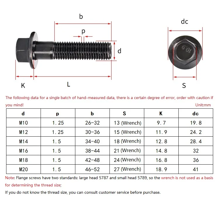 M10 M12 M14 M16 Grade 10.9 Black Fine Thread Hexagonal Flange Bolts Hex Washer Head Screws Full Thread/Partial Thread