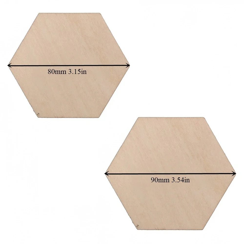 5pcs 80mm 90mm Wooden Hexagon Slices Blank Name Tags With Hole Gift Tags For Party Wedding Home Decoration DIY Crafts Handmade