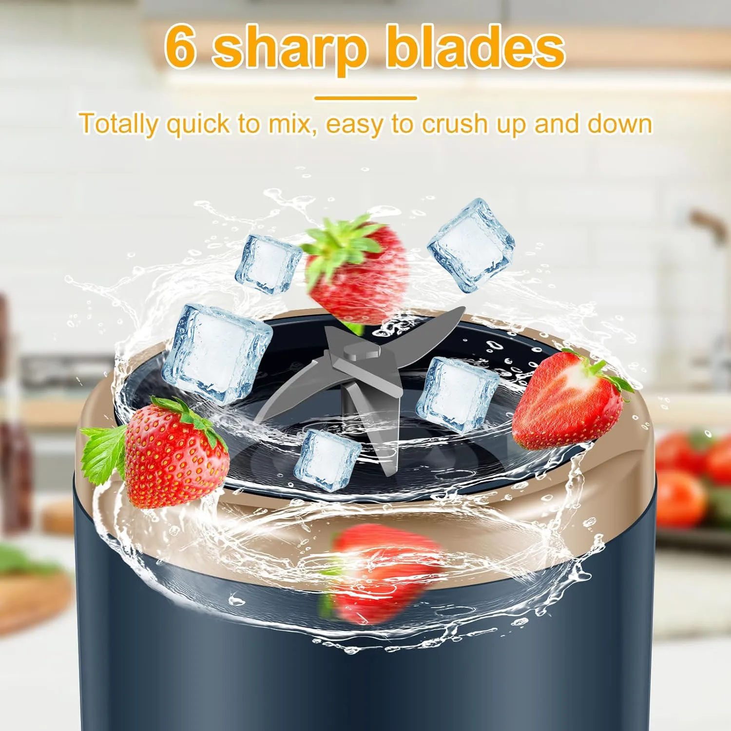 Portable Blender Smoothie Maker Mini Juice Blender Cup Rechargeable Fruit Shakes Juicer Mixer 400ml 6 Blades for Travel