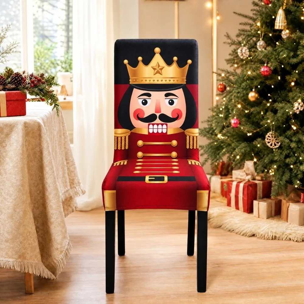 Full Package Christmas Chair Cover Elastic Washable High Back Dining Chair Cover Stretch Dustproof Chair Protector Slipcovers