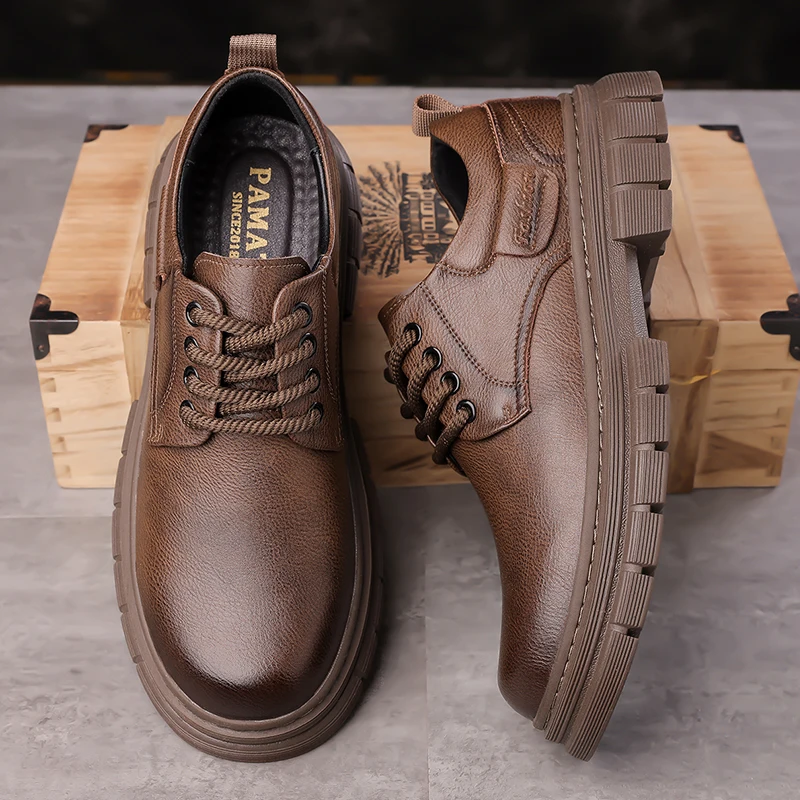 

Men's casual leather shoes Classic Business High Quality Style Work Office Dress up party Black brown adult shoes suit Hot