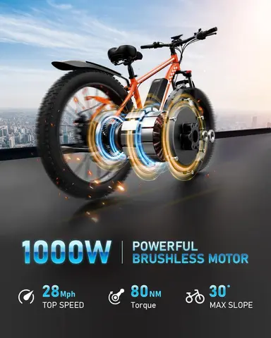 ELBIKE 1000W TOPPKRAFT 48V15AH ELCYKLAR Dubbla STÖTDÄMPARE 26-TUMS TERRÄNG ELCYKEL MED FETTDÄCK 8 best sales EU-lager fatbike - №2