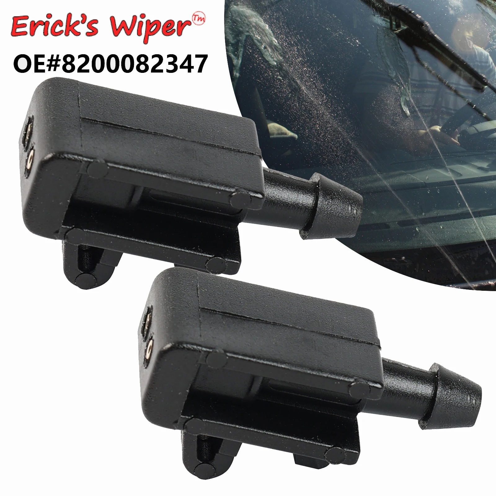 Erick\'s Wiper 2Pcs Front Windshield Wiper Washer Jet Nozzle For Renault Megane MK2 MK3 2002- 2015 OE#8200082347