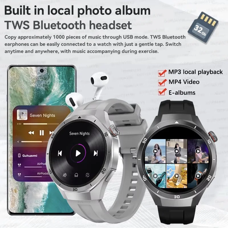 2025 New For HUAWEI GT 5 Pro 32Gb Memory SmartWatch AGPS Beidou Navigation Sapphire Screen HD Video Bluetooth Call SmartBracelet