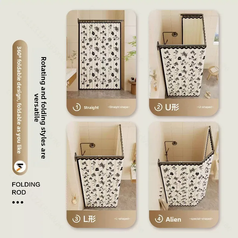 Flush-Free Foldable Invisible Thickened Shower Curtain Waterproof Heat Insulation Partition for Bathroom Wet & Dry Separation