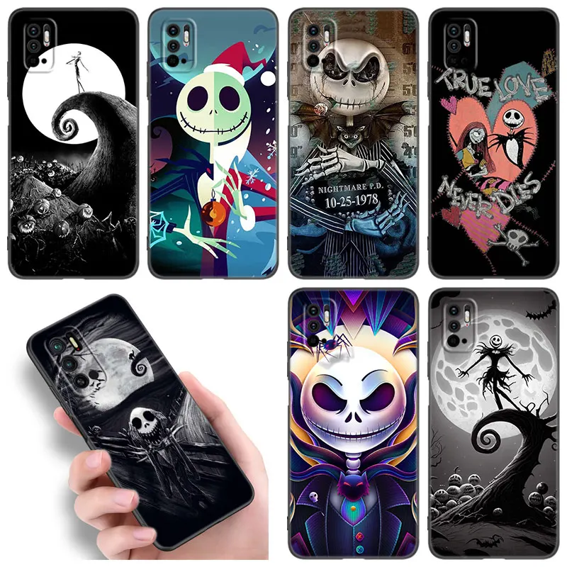 Jack Skellington telefon kılıfı için Xiaomi Redmi not 10 11 11S 12 4G 8 9 11E 11T Pro artı 10T 5G 8T 9S 10S 12S siyah silikon kapak