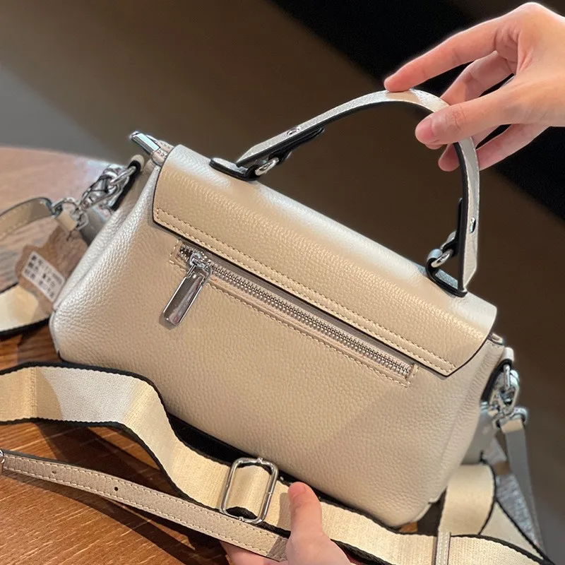 luxury handbags female crossbody bags Vintage Genuine leather one piece shoulder bag small square bag for women cowhide Blue bag