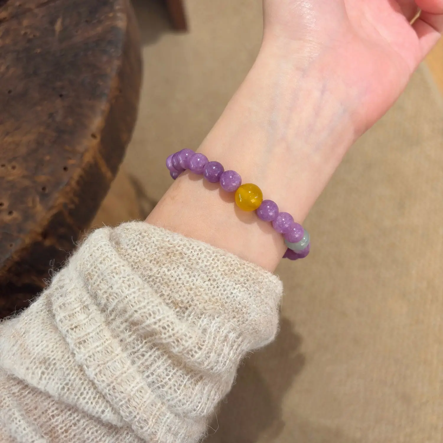 Bracciale in calcedonio viola, gioielli sfumati, periferico commemorativo, derivato, Bracciale della dea