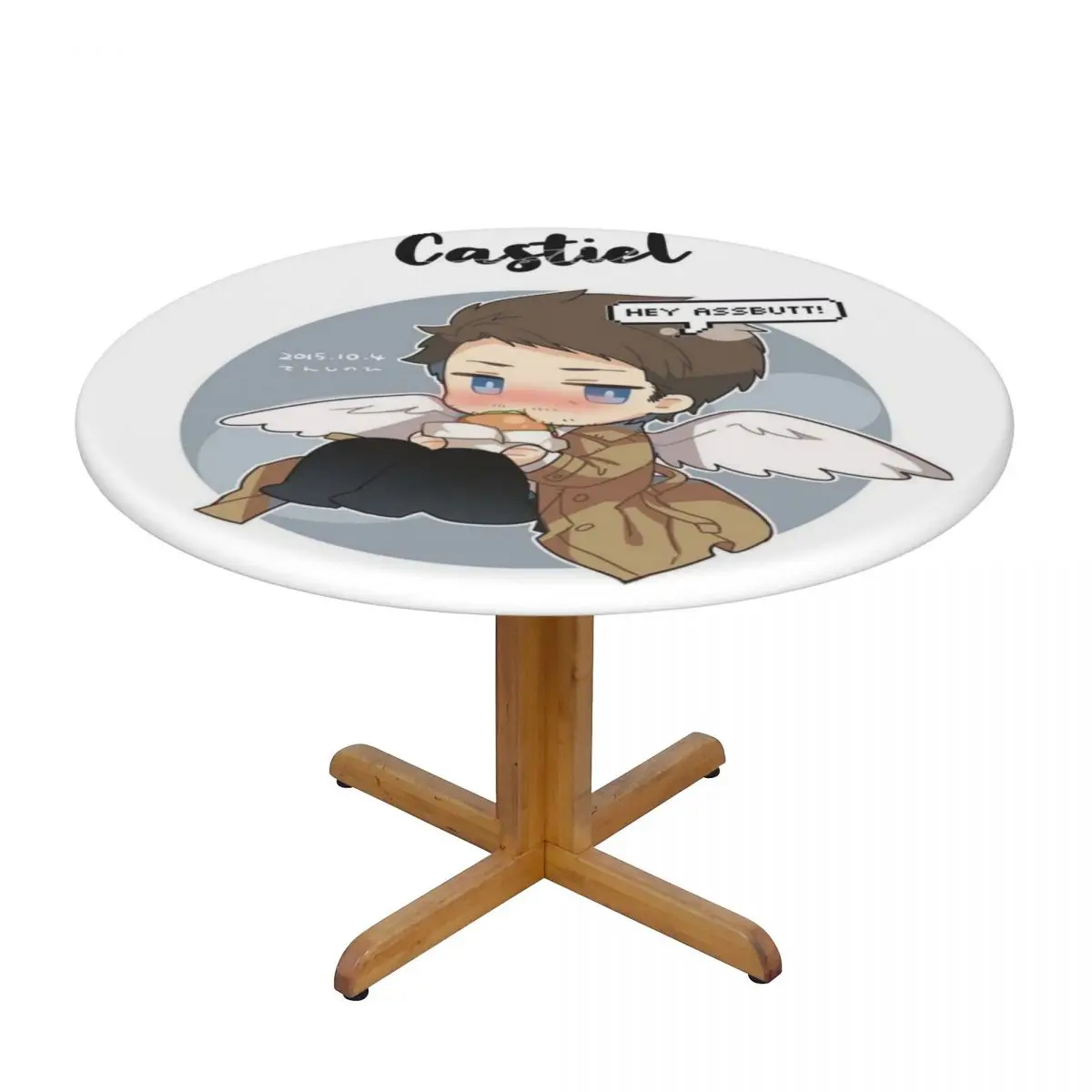 Castiel FBI Badge Waterproof Round Tablecloth Oilproof Table Cloth for Kitchen Events Dining Table Cover