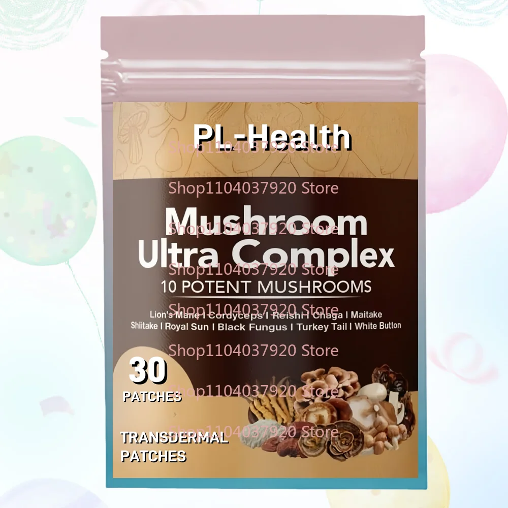 30 Patches Mushroom Ultra Complex Transdermal Patches With Reishi,  Lions Mane - Immune System Booster & Nootropic Brain