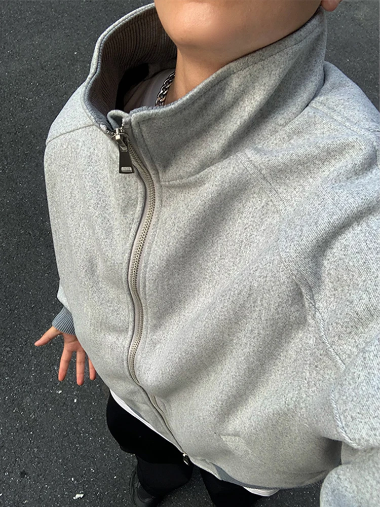 

Cleanfit Thiened Hoodie Cotton Jaet Men Winter Trendy High-End Feel Stand Collar American Retro Cotton Coat OOTD