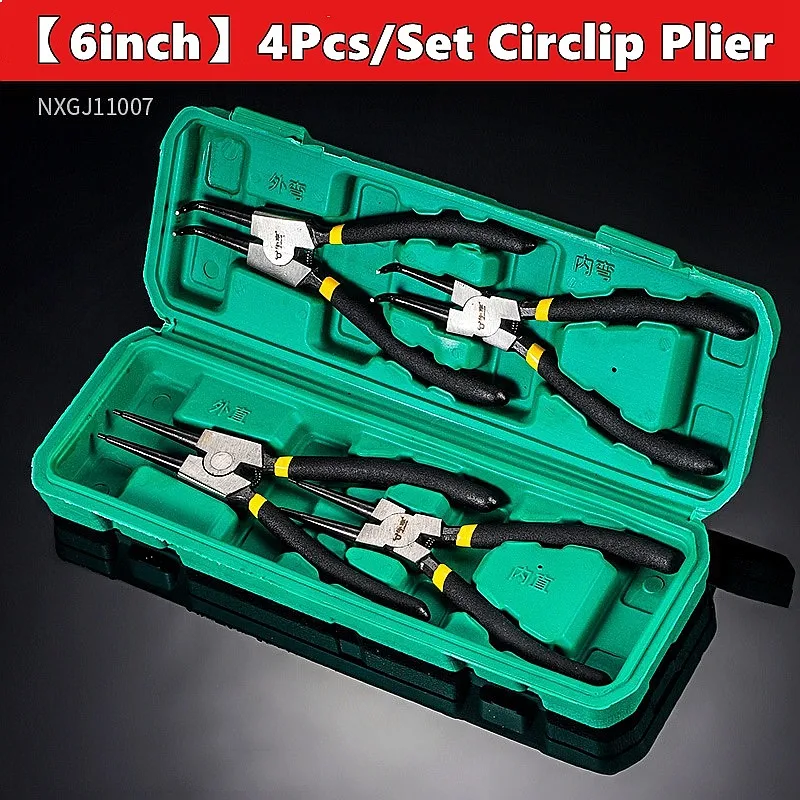 4Pcs 6/7in Circlip Plier Inside Outside Snap Ring Spring Plier Multifunction Auto Repair Hand Tool Kit