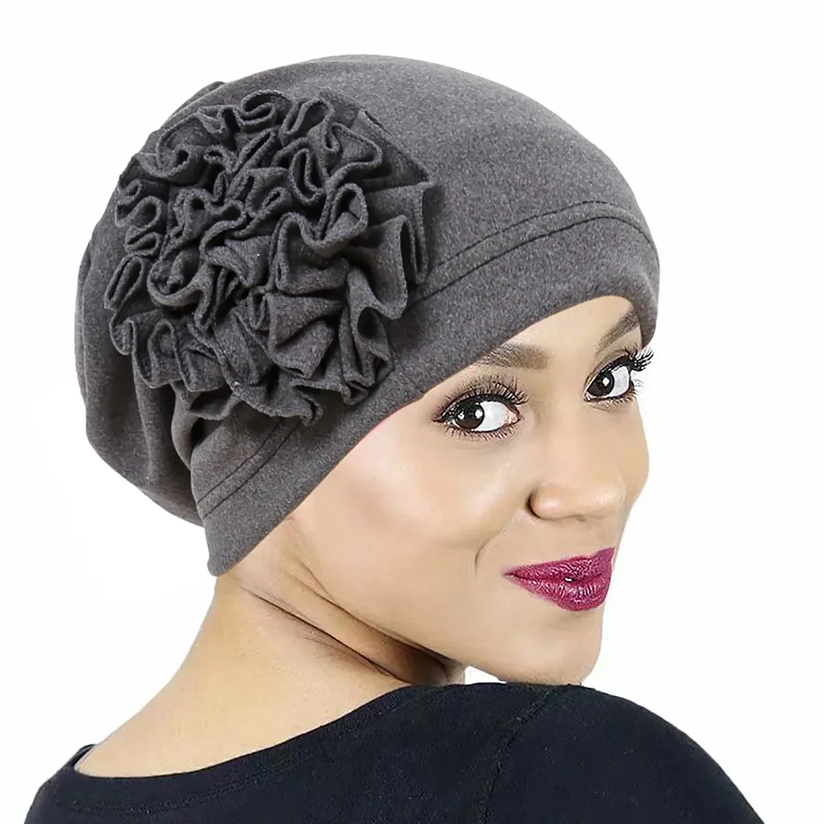 

Elegant Shiny Turban Cap Women Muslim Hijab Islamic Jersey Chemo Cap Big Flower Head Scarf Ladies Head Wrap Cover Hijab Scarf
