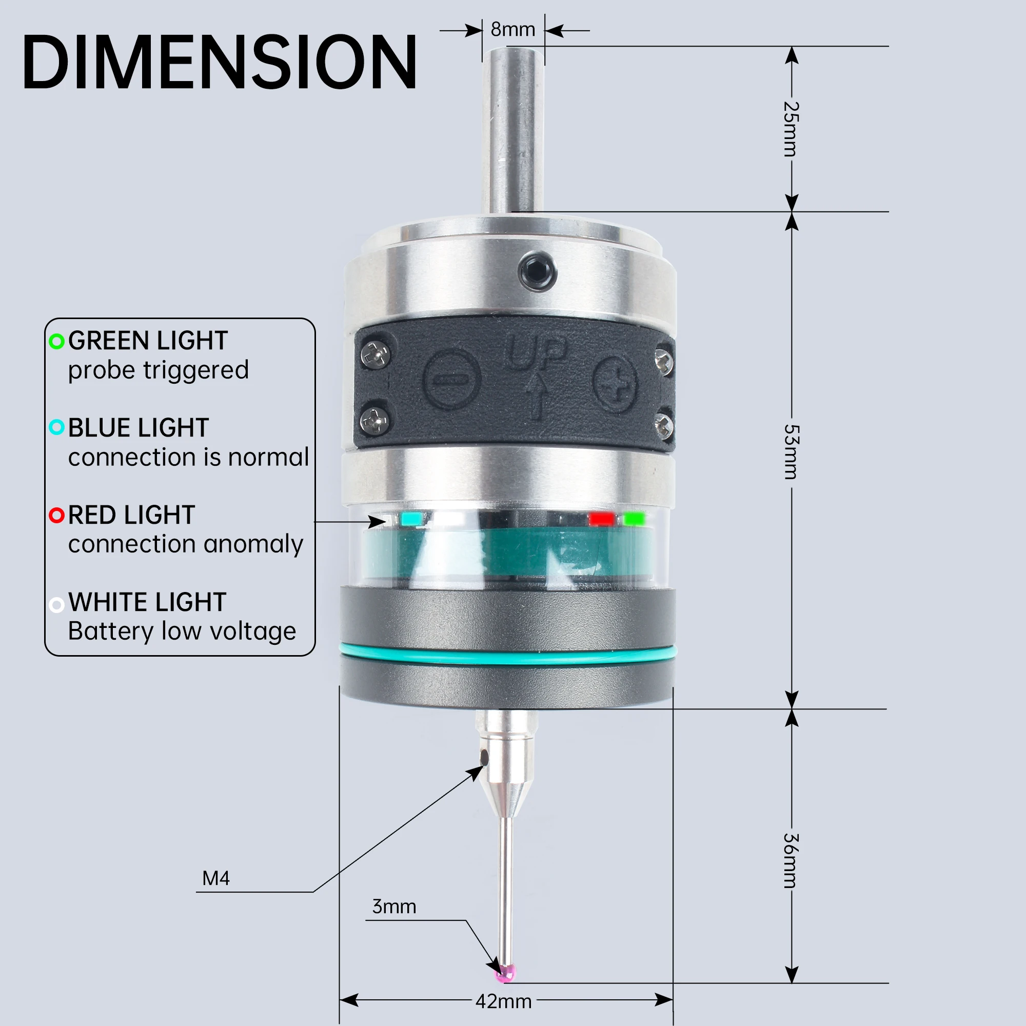 GP-800 Wireless Probe Tool For CNC Machining Centers 3D Edge Finder Centering Rod Replacement Renishaw Marposs Cyclmotion