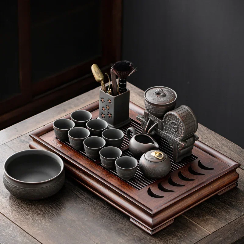 6 Persons Kung Fu Tea Set Luxury Chinese Style Ceramic Puer Tea Set with Pot and Tray Ceremony Teteras Tea Accessories AB50TS