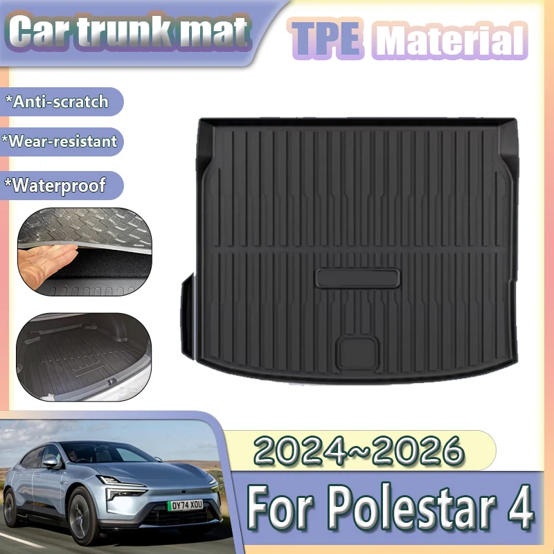 

Car Trunk Mat For Polestar 4 2024~2026 2025 Anti-dirty Waterproof TPE Rubber Liner Pad Cargo Cover Carpet Tools Auto Accessories
