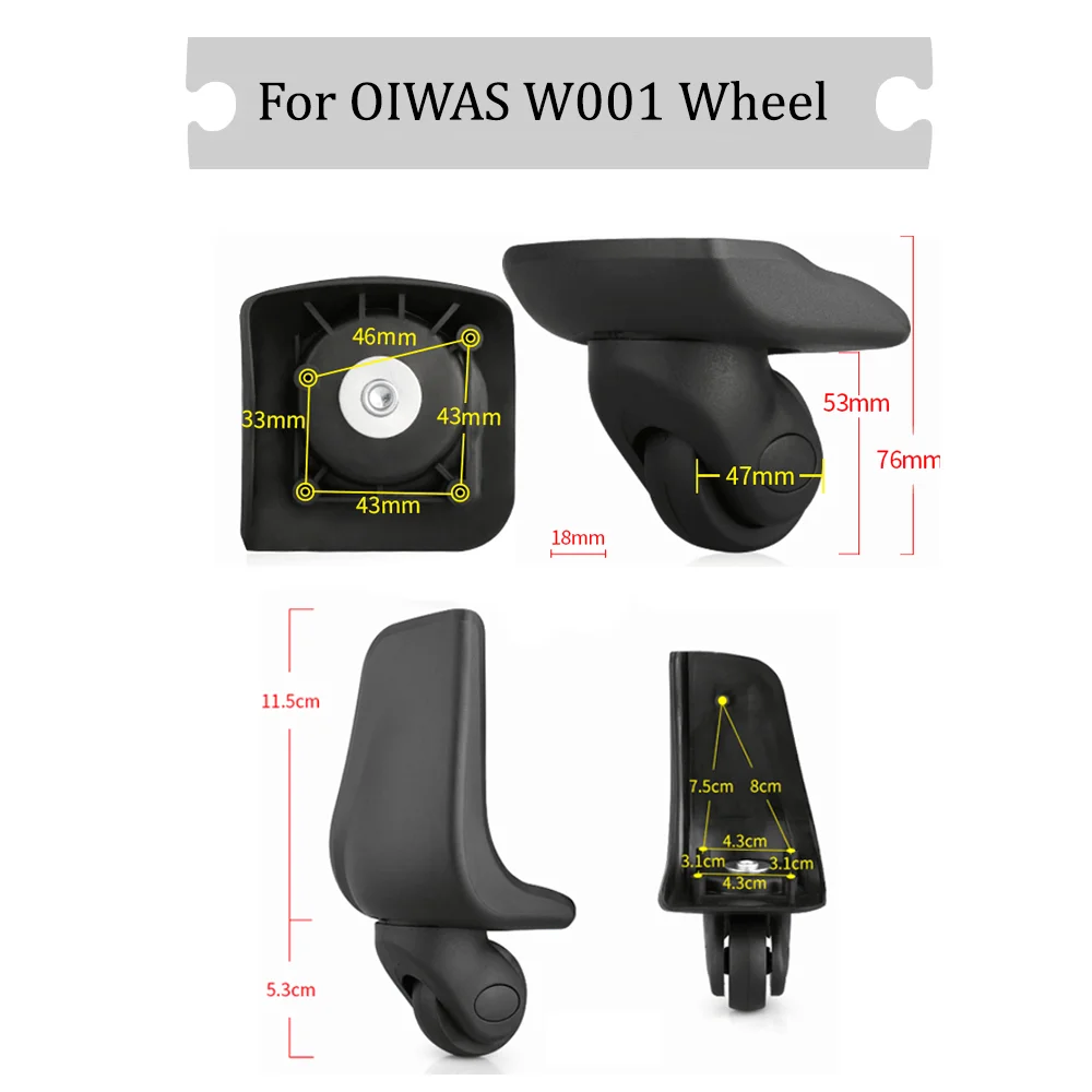 For OIWAS W001 Universal Wheel Black Replacement Suitcase Rotating Silent Smooth Shock Absorbing Accessories Wheels