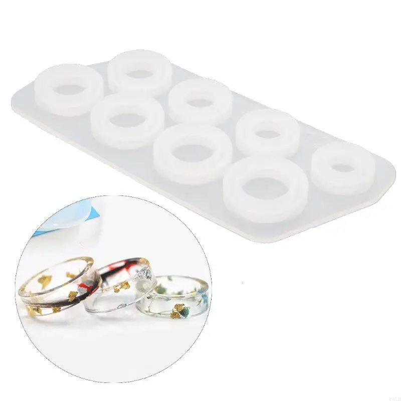 Y5LB 8Pcs/set Ring Silicone Mold for Epoxy Resin Ring Mold Necklace Pendant Size 5-12