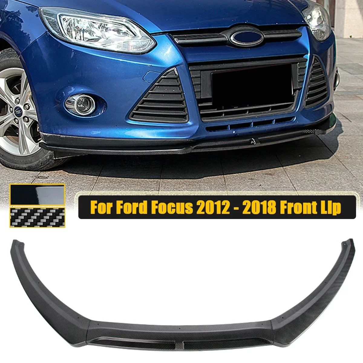 For Ford Focus 2012 - 2018 Front Bumper Lip Spoiler Side Diffuser Splitter Body Kit Guard Deflector Protection Car Accessories