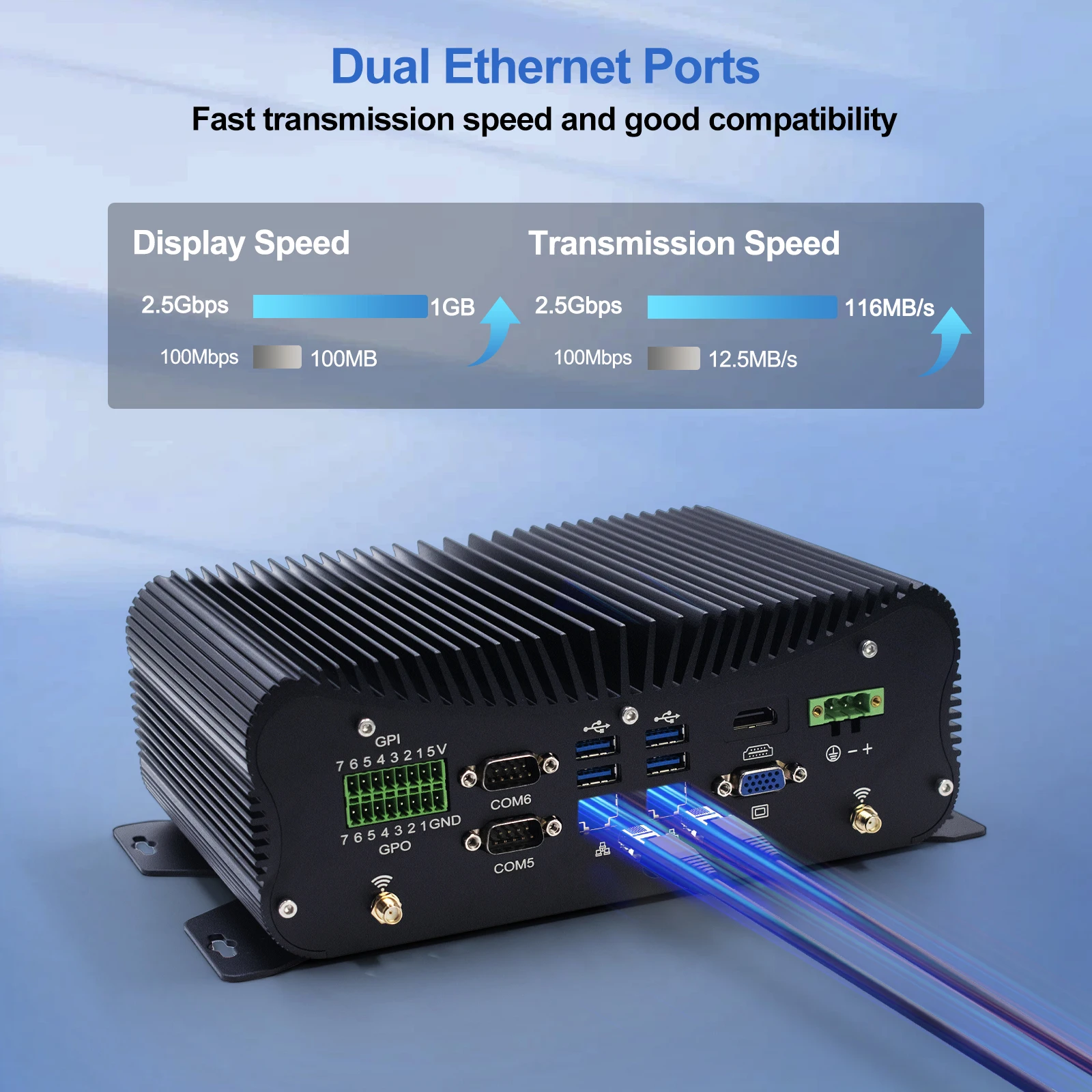 HYSTOU Mini PC industriale senza ventola 6RS232 Intel Core i5-7360U i7-7560U Ampia tensione GPIO USB RS232 WiFi2.4G+5G Windows10 Linux Co