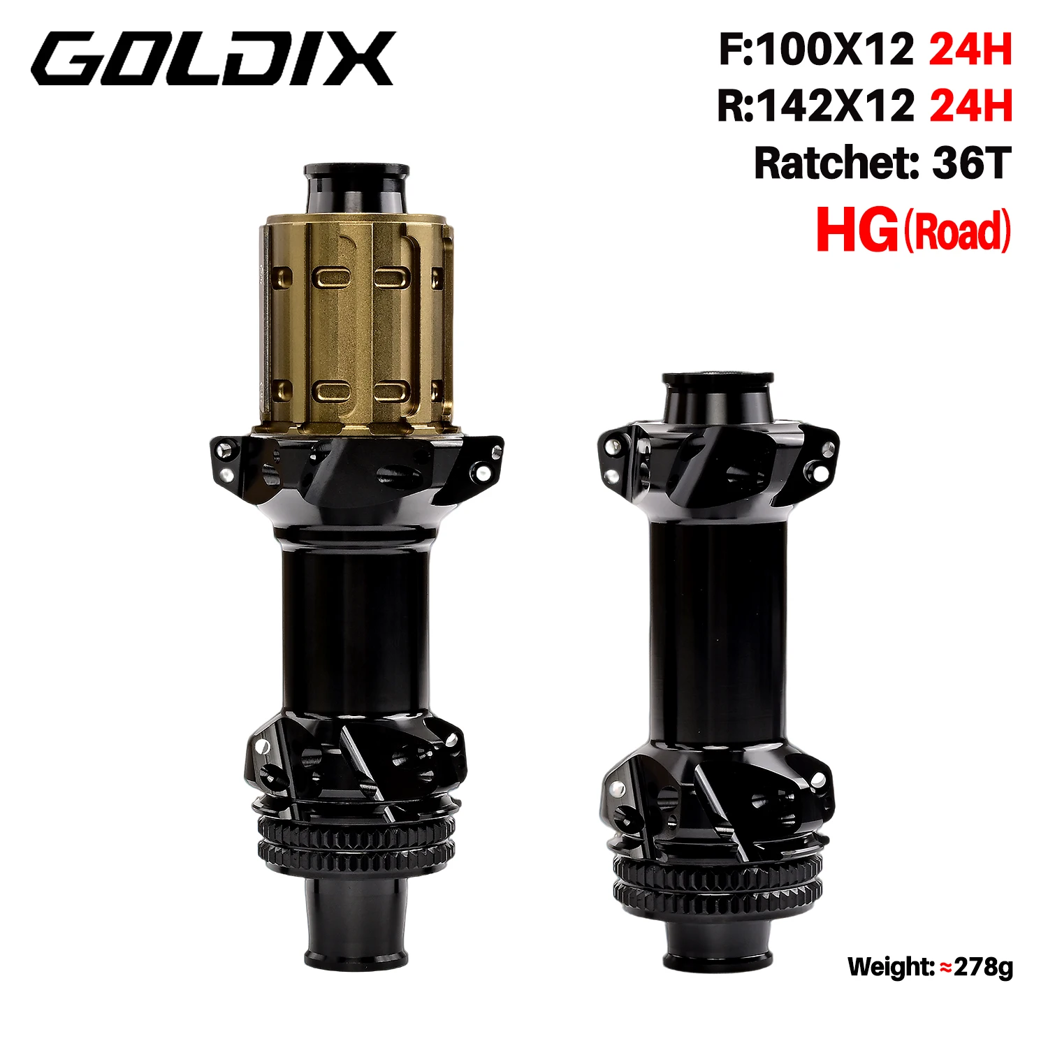 

GOLDIX Ultralight Road Bike Hubs Straight Pull 24Holes HG/XDR Bicycle Hub Body 36T Ratchet Suitable for SHIMANO/SRAM 11/12 Speed