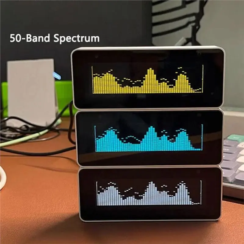 AK25664 V2.0 Firmware Upgradeable Clock Music Spectrum Clock 3.5MM Signal Input Intuitive UI Desktop Clock
