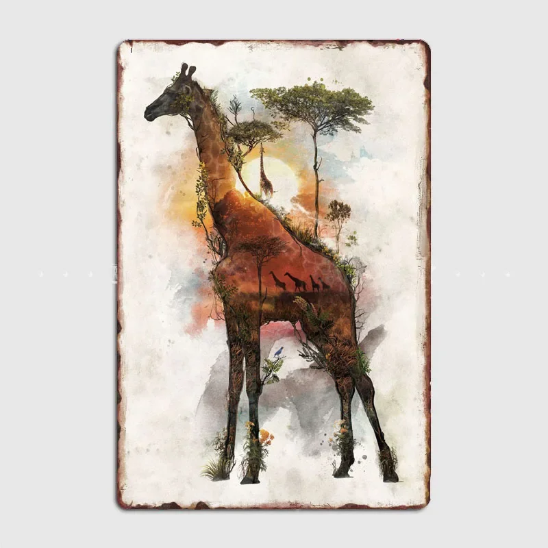 Giraffe Surreal  Exquisite Plaques Featuring ，Great Addition to Your Home and Bar Decor，Easy and Convenient to Mount