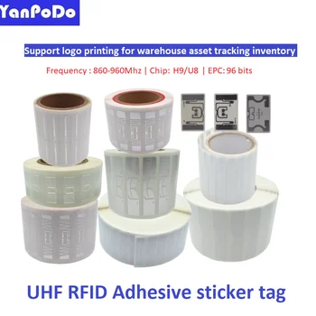 10pcs 860-960MHz long range isou8 U8 Alien H9 Impinj M730 chip UHF RFID tag adhesive label ISO18000 6C RFID UHF wet inlay