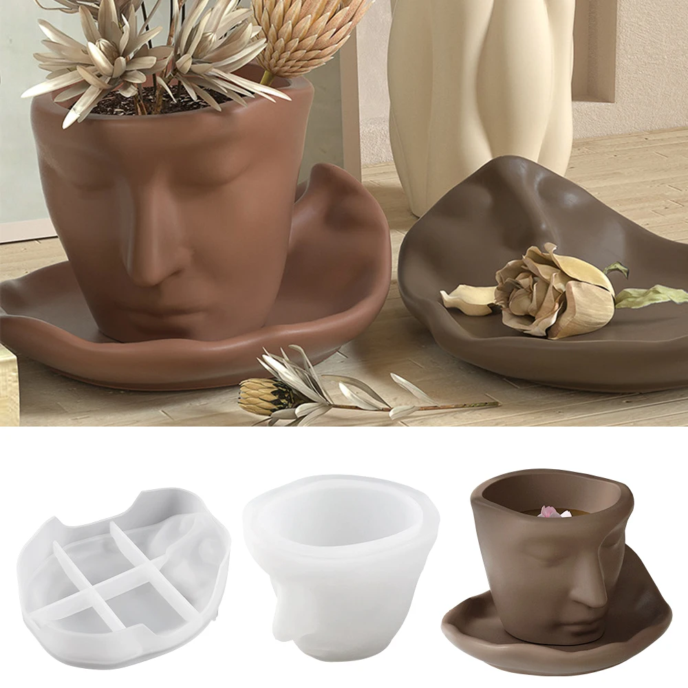 Nordisches Design Kerzen becher Silikon form handgemachte abstrakte menschliche Gesichts schale Formen Gips Harz Untersetzer machen Wohnkultur Lieferungen