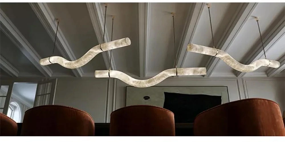 Dimmable LED Marble Art Gold Chrome Ceiling Pendant Lights
