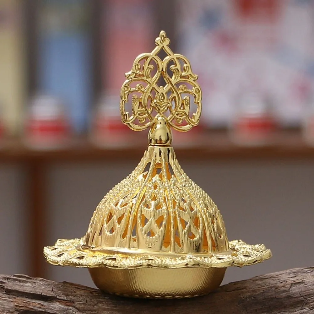 Creative Alloy Metal Incense Burner Retro Hollow Out Mini Censer Holder Star Moon Pattern Gold Incense Stick Burner Living Room
