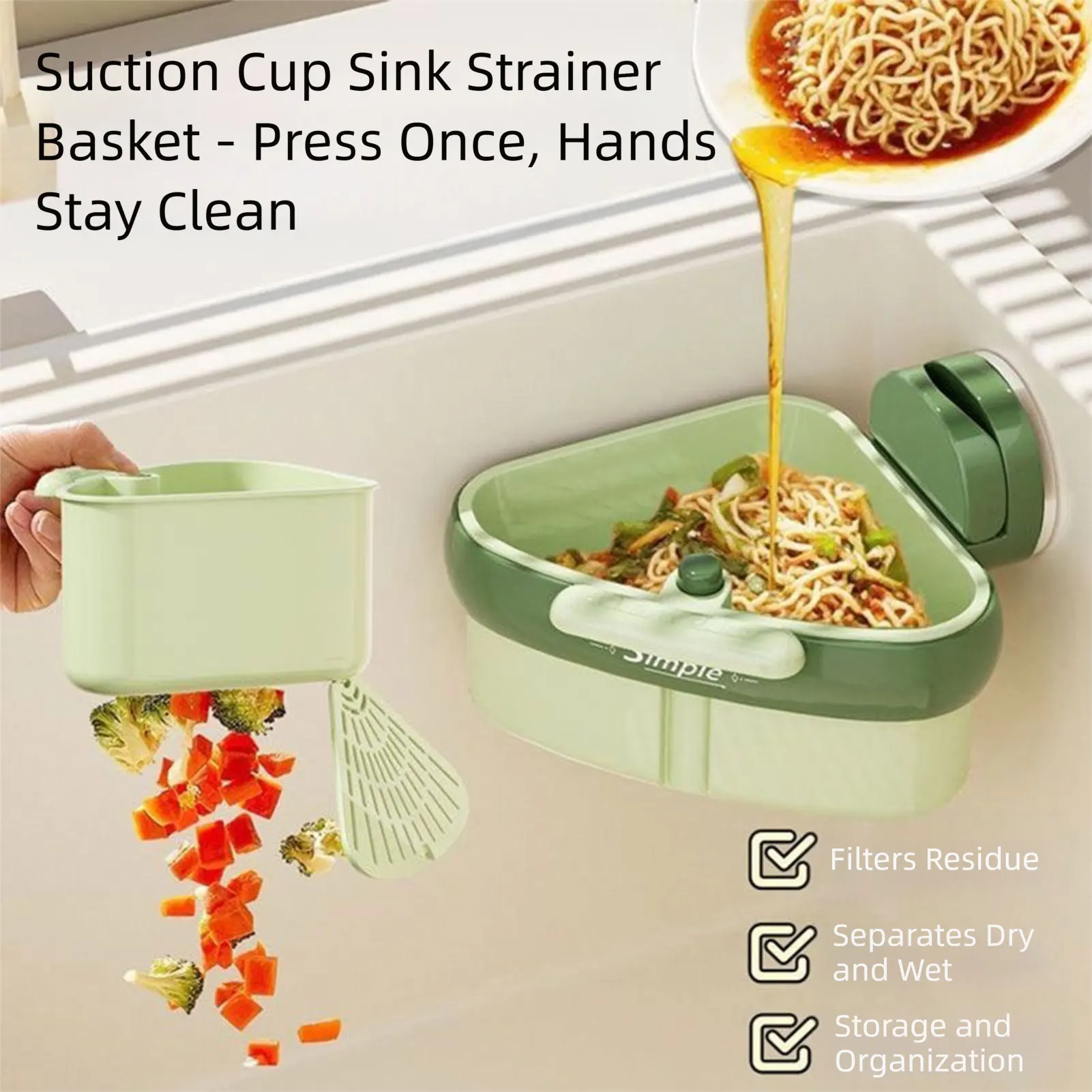 Suction Cup Sink Drainer Basket,Sink Strainer Basket,Multi-Functional Food Waste Disposal Filter,Kitchen Residual Filter Basket - Image 3