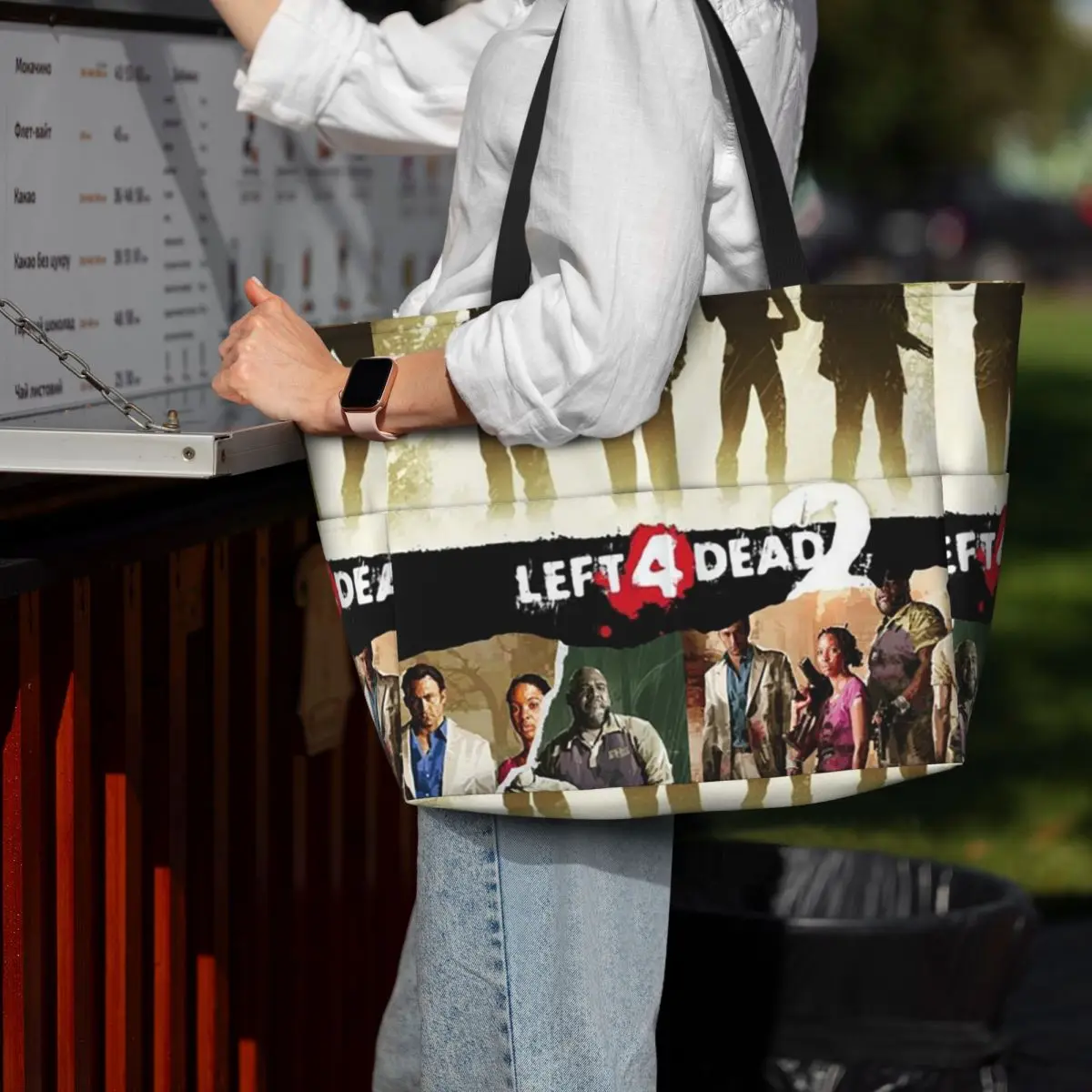 Left 4 Dead 2 Valve Zombie Shooter Video Game Beach Tote Bag Sport Gym Yoga Duffle Large Tote Bag Women Travel Bag Fitness bag