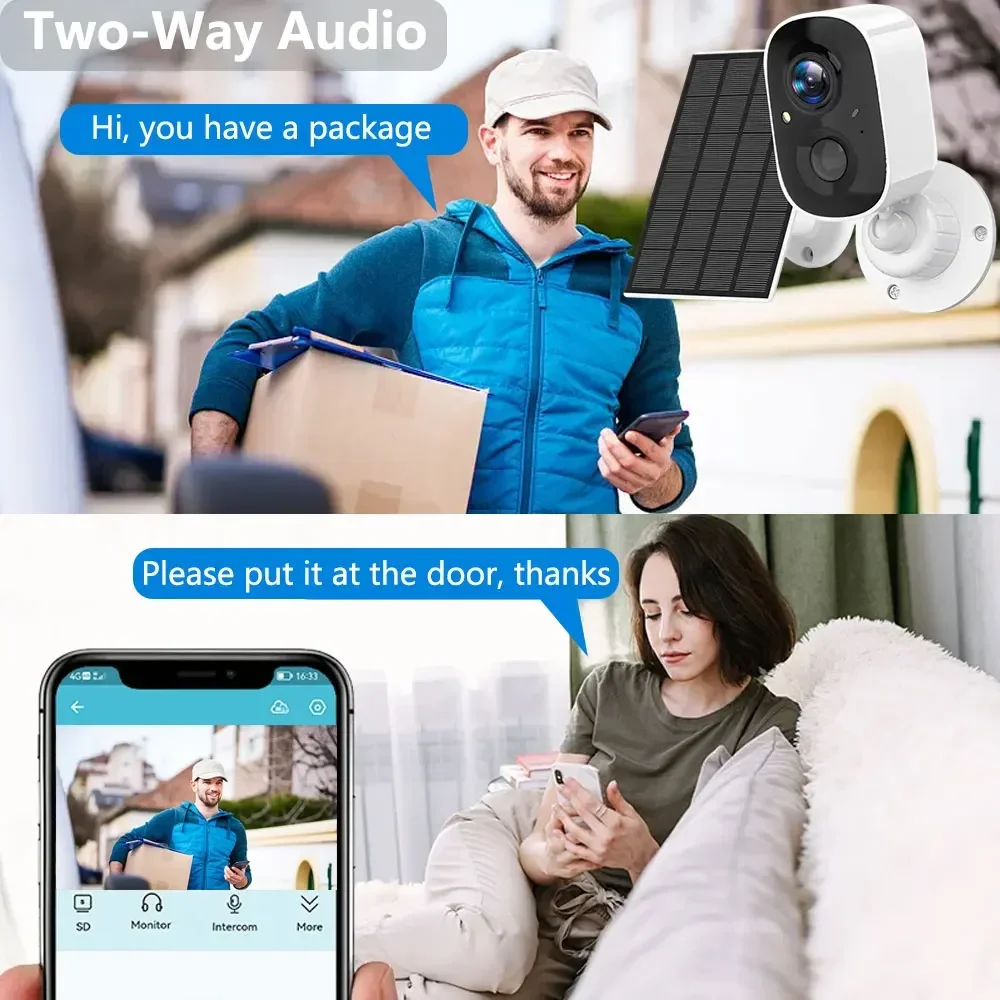 

EseeCloud 5MP Беспроводная камера с аккумулятором Wi-Fi Открытая солнечная батарея безопасности Водонепроницаемая система видеонаблюдения Обнаружение движения Прожектор Сирена Сигнализация